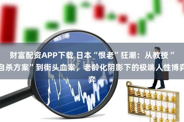 财富配资APP下载 日本“恨老”狂潮：从教授“自杀方案”到街头血案，老龄化阴影下的极端人性博弈
