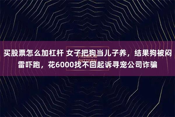 买股票怎么加杠杆 女子把狗当儿子养，结果狗被闷雷吓跑，花6000找不回起诉寻宠公司诈骗